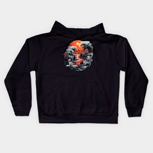 Dragon Soaring Over A Tumultuous Ocean Kids Hoodie